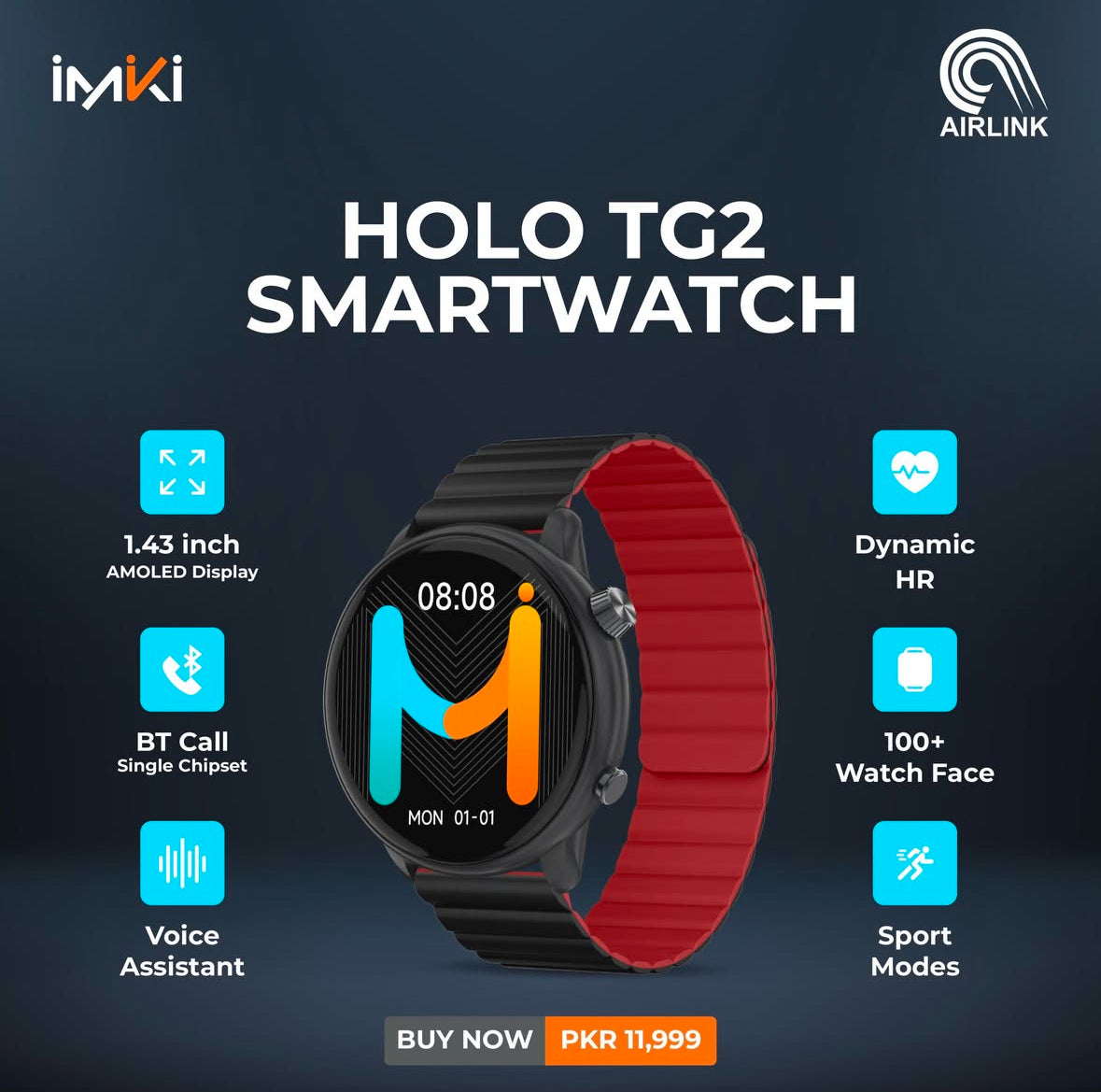 IMIKI TG2 Smart Watch (Amoled Display)